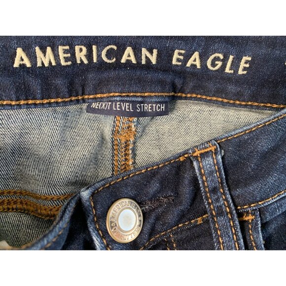 American Eagle Sz 6 Womens Next Level Jegging Dark HR Crop Stretch Denim Jeans - Picture 3 of 8